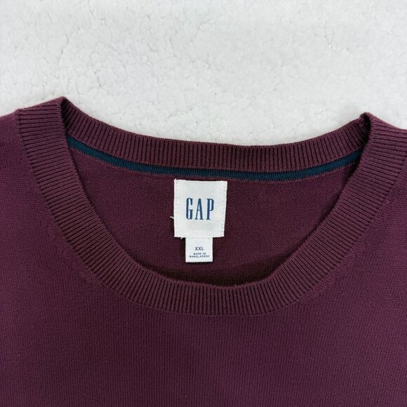 Gap Color Block Crewneck Sweater Cotton Plum Preppy Casual Academia Mens XXL NEW - Picture 3 of 11